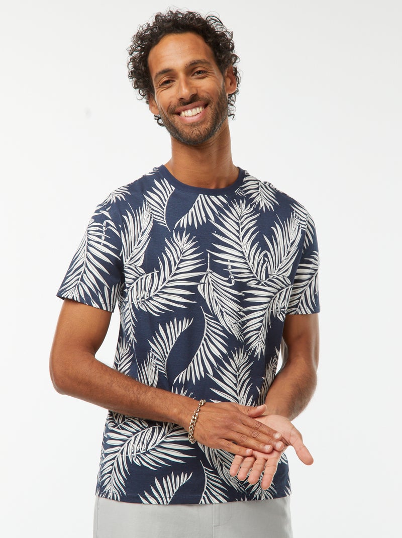 T-shirt met korte mouwen en print Blauw - Kiabi