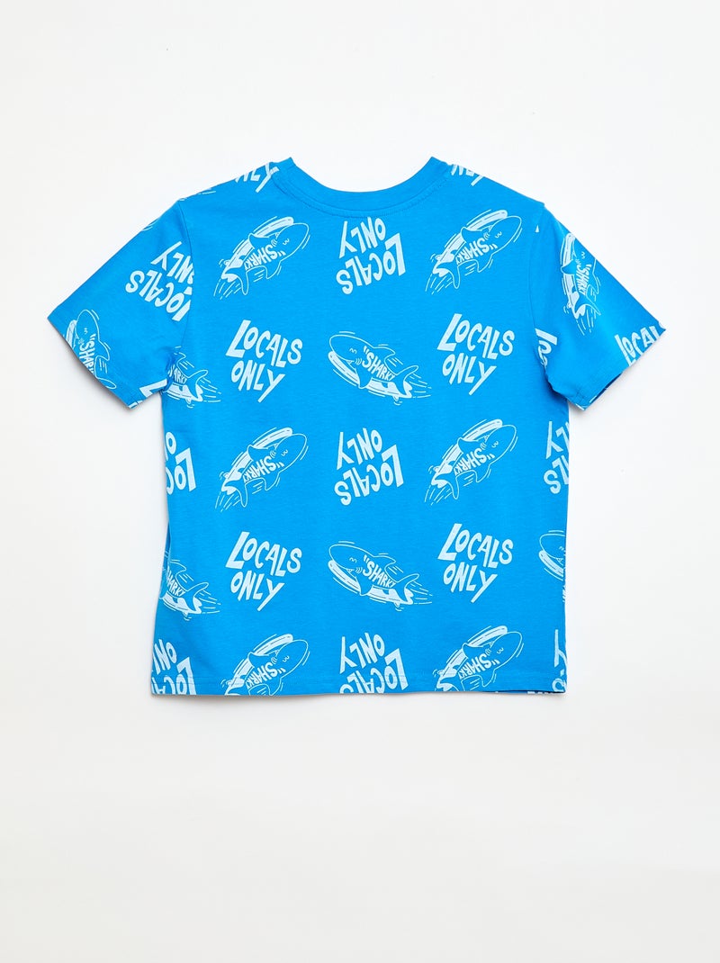 T-shirt met korte mouwen en print Blauw - Kiabi