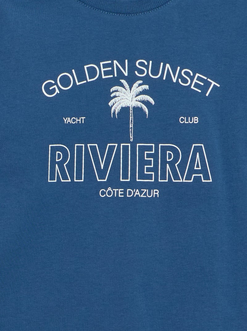 T-shirt met korte mouwen en print Blauw - Kiabi