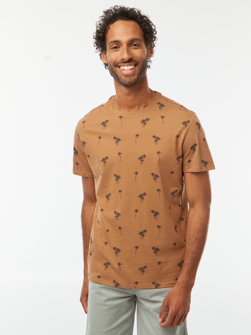 T-shirt met korte mouwen en print Bruin - Kiabi