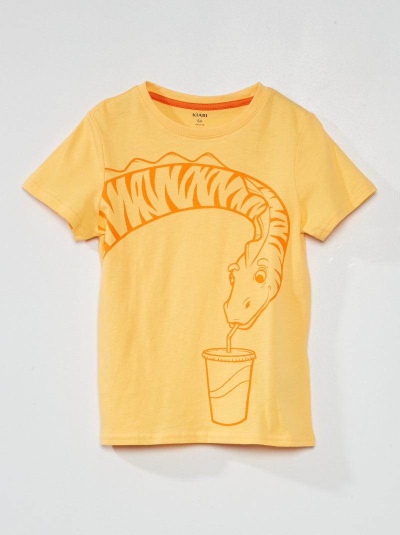 T-shirt met korte mouwen en print GEEL - Kiabi