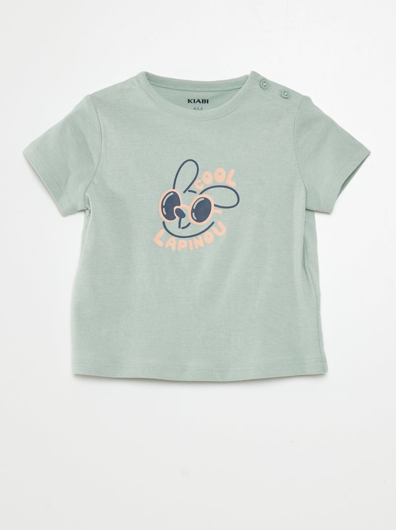 T-shirt met korte mouwen en print GROEN - Kiabi