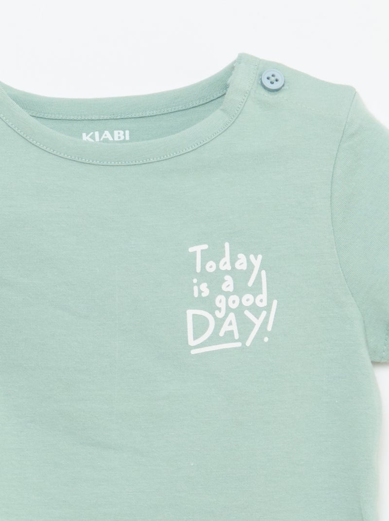 T-shirt met korte mouwen en print Groen - Kiabi