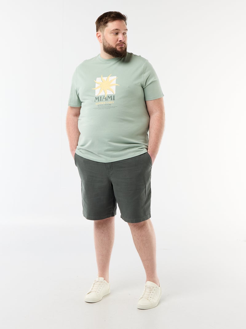 T-shirt met korte mouwen en print Groen - Kiabi