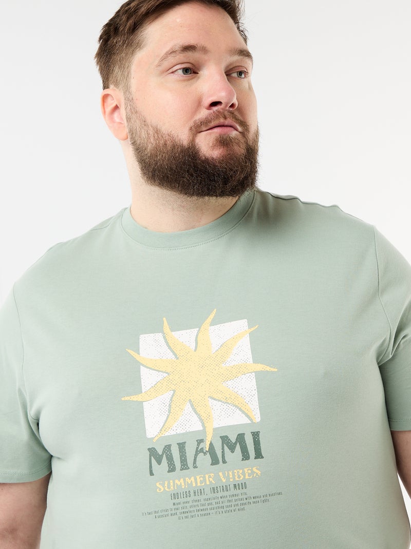 T-shirt met korte mouwen en print Groen - Kiabi