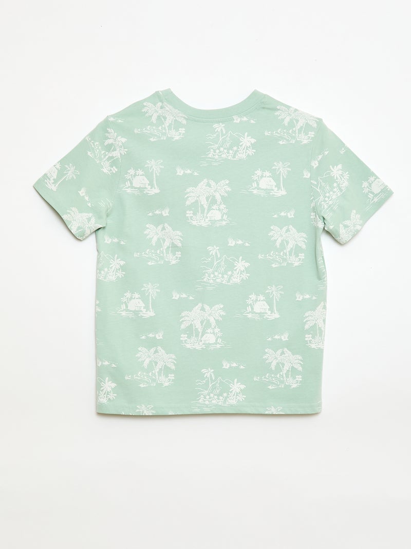 T-shirt met korte mouwen en print Groen - Kiabi