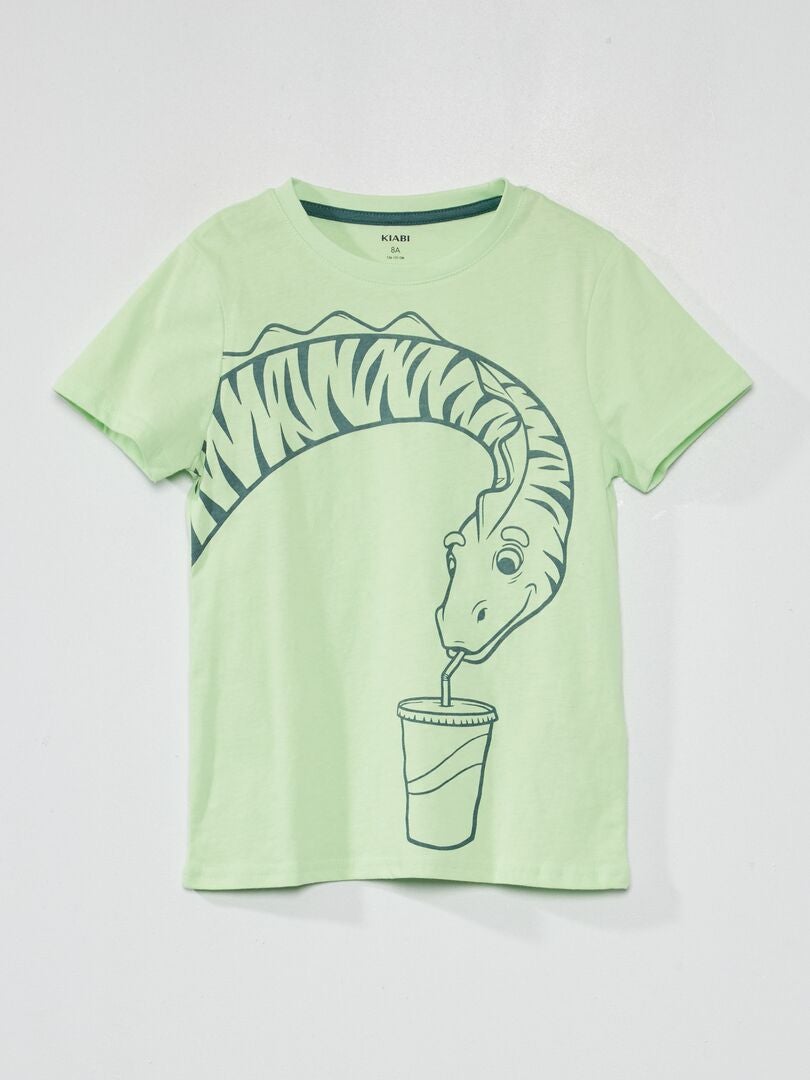 T-shirt met korte mouwen en print GROEN - Kiabi