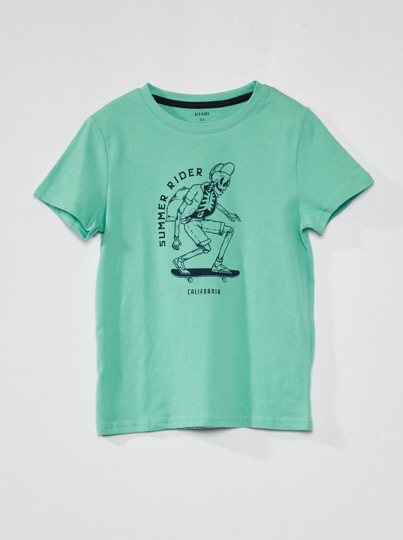 T-shirt met korte mouwen en print GROEN - Kiabi