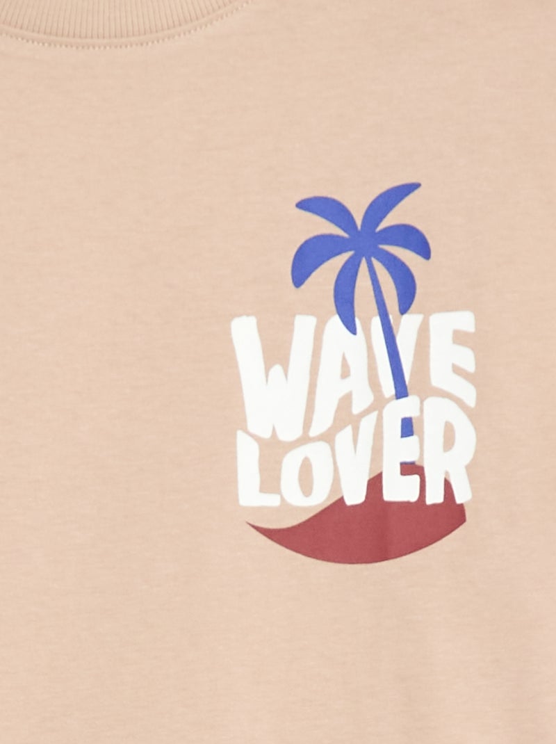 T-shirt met korte mouwen en print op voor- en achterkant Biege - Kiabi