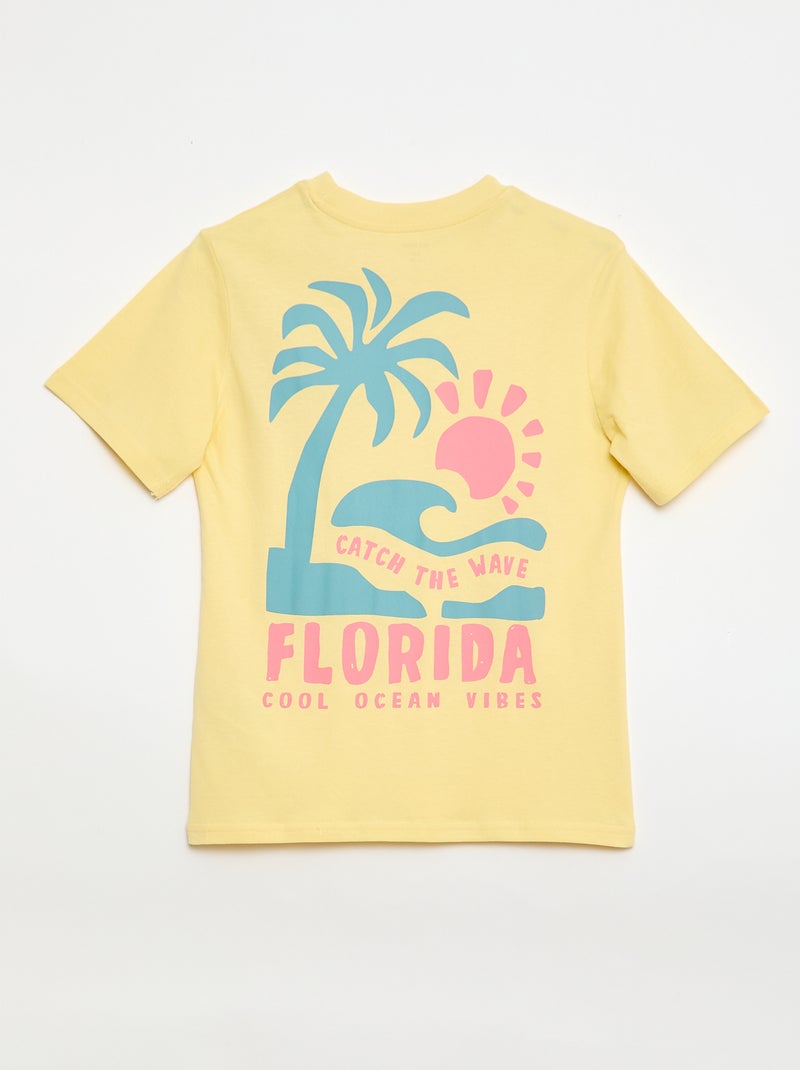 T-shirt met korte mouwen en print op voor- en achterkant Biege - Kiabi
