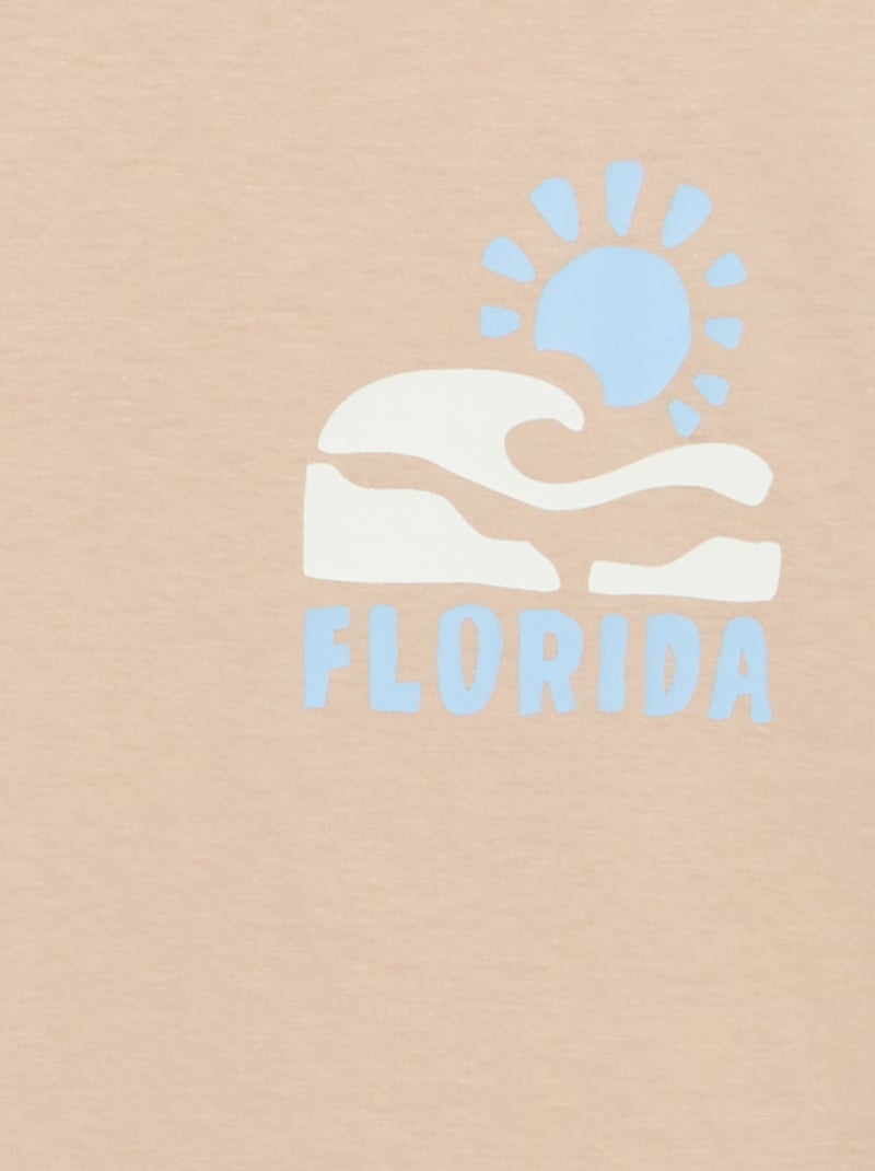 T-shirt met korte mouwen en print op voor- en achterkant Biege - Kiabi