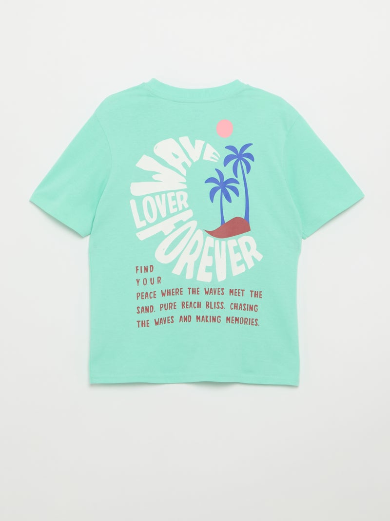 T-shirt met korte mouwen en print op voor- en achterkant Groen - Kiabi