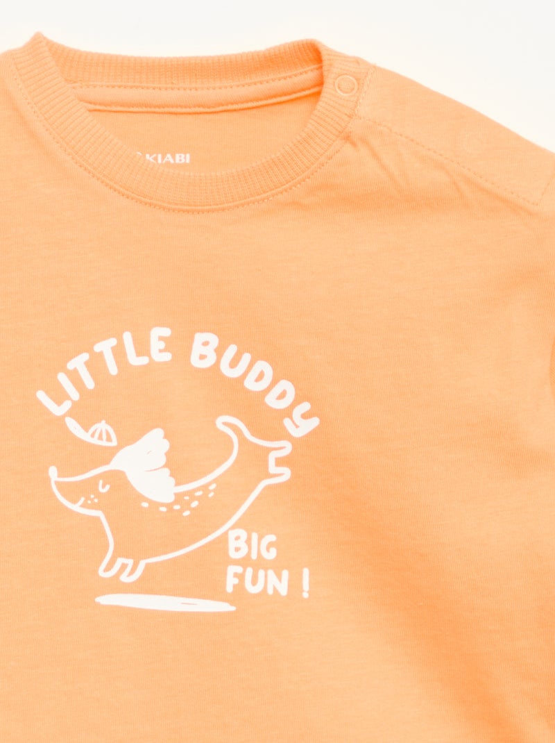 T-shirt met korte mouwen en print Oranje - Kiabi