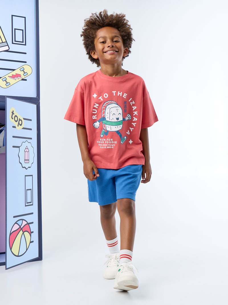 T-shirt met korte mouwen en print Rood - Kiabi