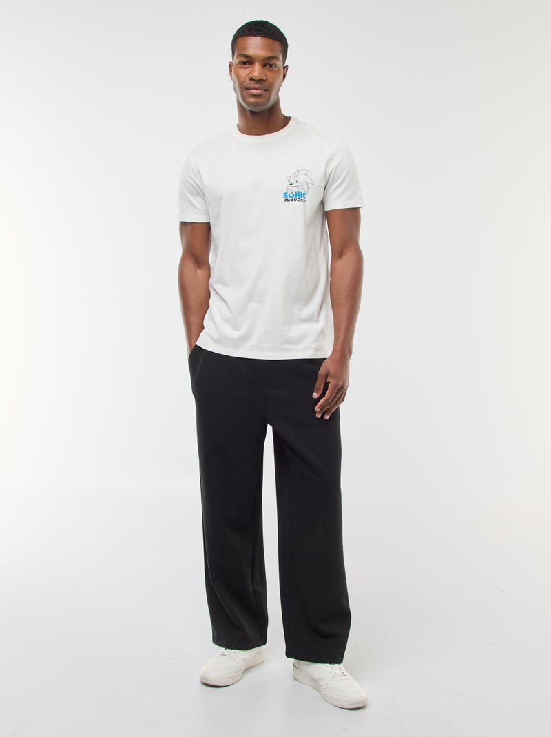 T-shirt met korte mouwen en print voor en achter 'Sonic' Wit - Kiabi