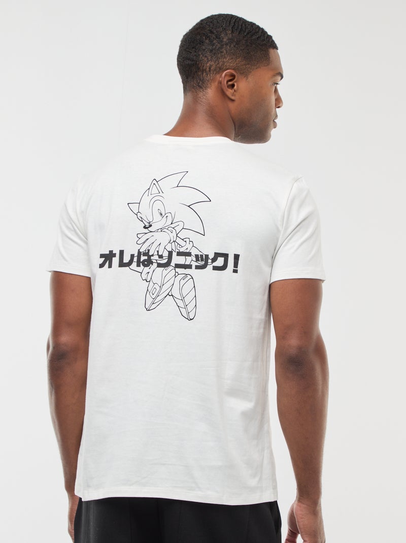 T-shirt met korte mouwen en print voor en achter 'Sonic' Wit - Kiabi