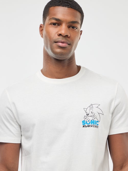 T-shirt met korte mouwen en print voor en achter 'Sonic' - Kiabi