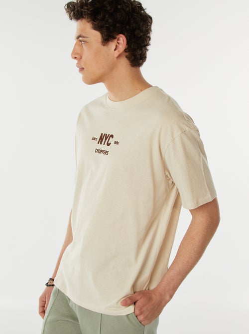 T-shirt met korte mouwen en print voor/achter | 'New York' - Kiabi