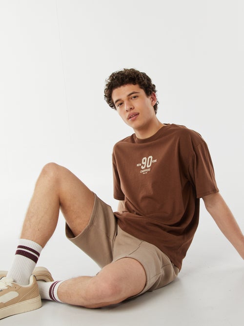 T-shirt met korte mouwen en print voor/achter | 'New York' - Kiabi