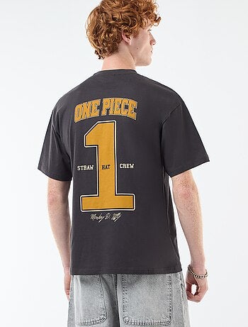 T-shirt met korte mouwen en print voor/achter 'One Piece'