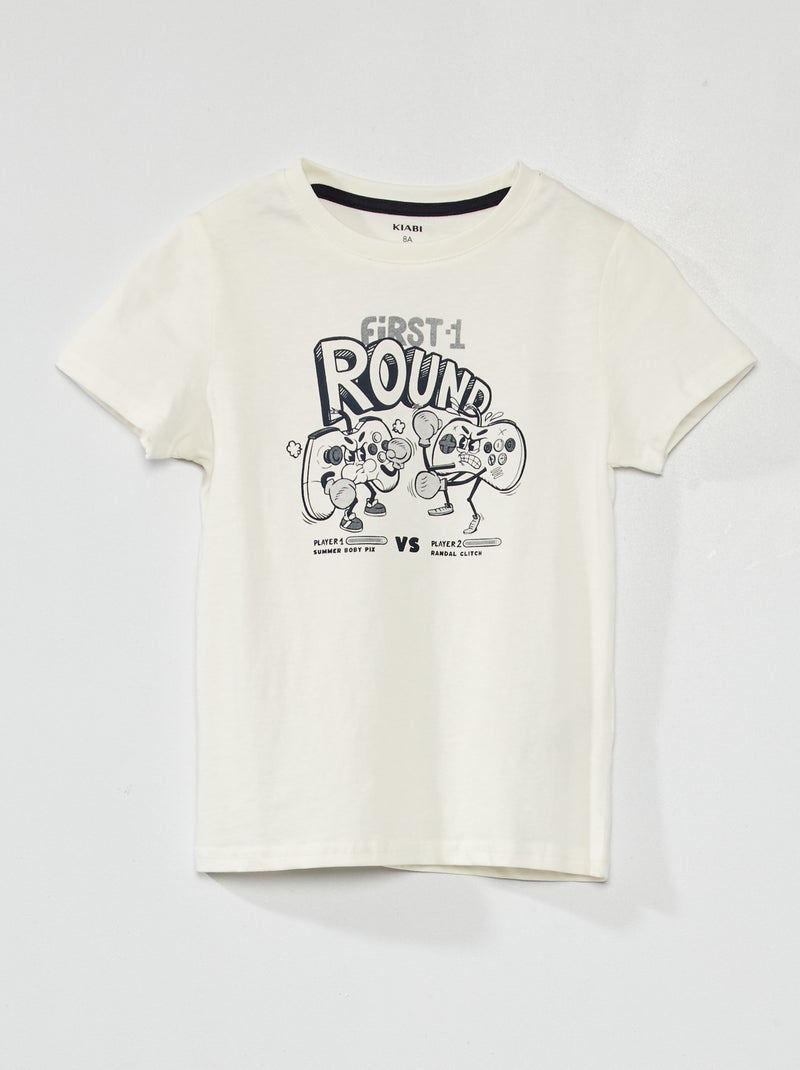T-shirt met korte mouwen en print WIT - Kiabi