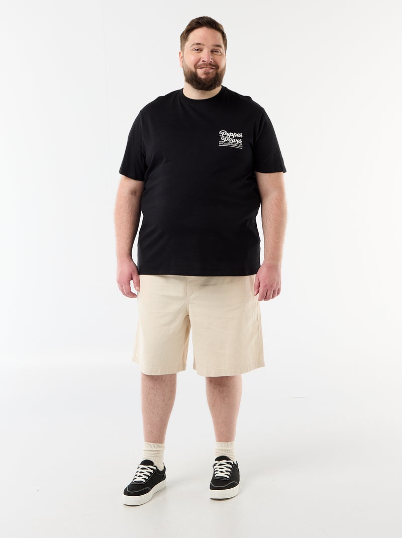 T-shirt met korte mouwen en print Zwart - Kiabi