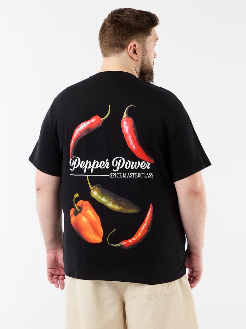 T-shirt met korte mouwen en print Zwart - Kiabi