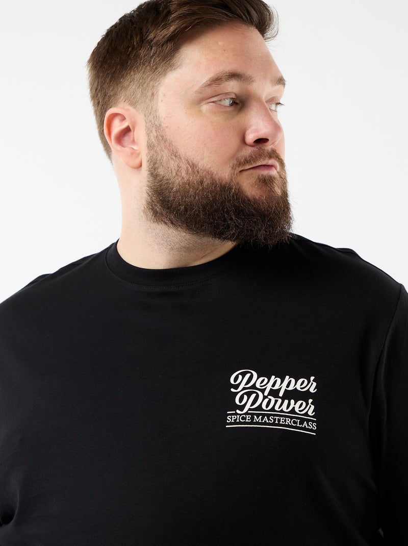 T-shirt met korte mouwen en print Zwart - Kiabi