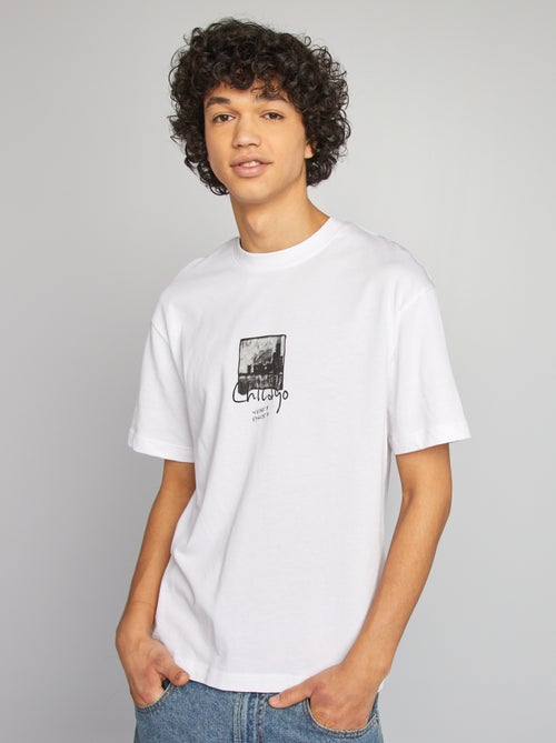 T-shirt met korte mouwen en recto-versoprint - Kiabi