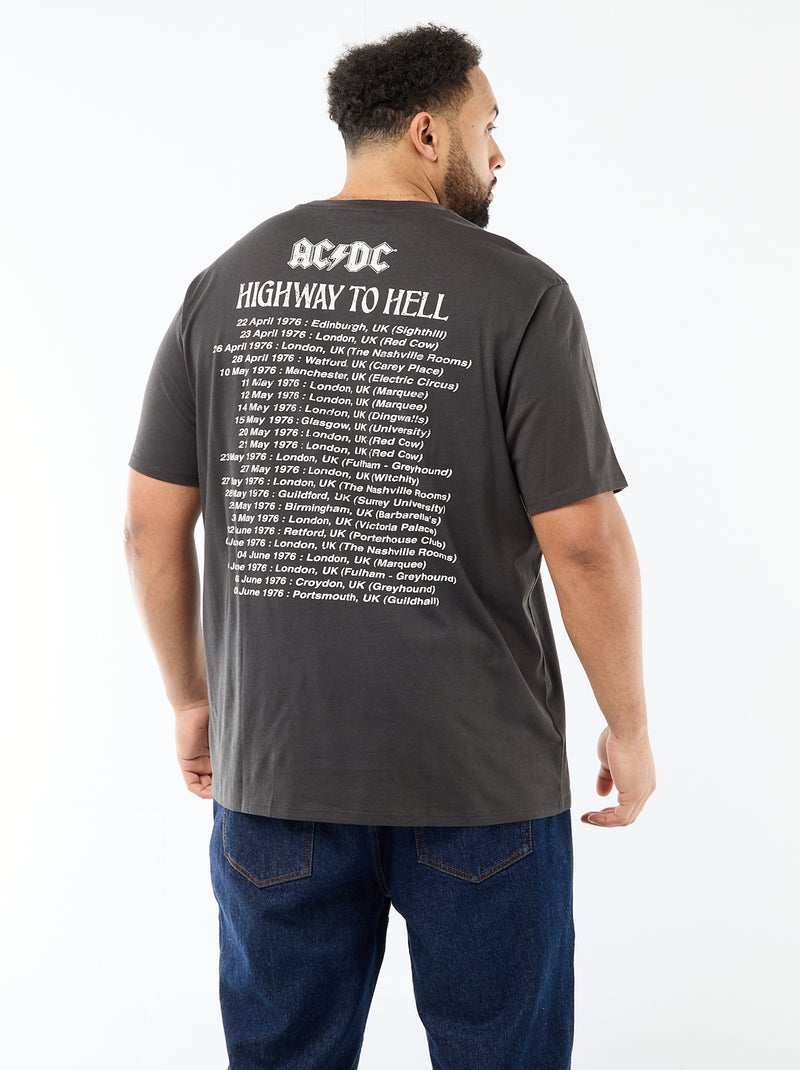 T-shirt met korte mouwen en ronde hals 'ACDC' van katoen Zwart - Kiabi