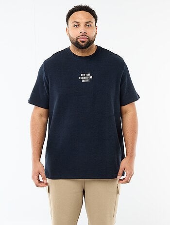 T-shirt met korte mouwen en ronde hals van jacquardkatoen