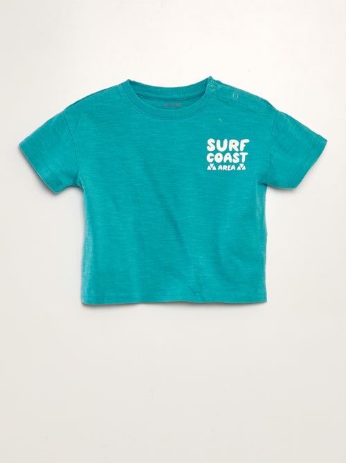 T-shirt met korte mouwen en surfprint - Kiabi