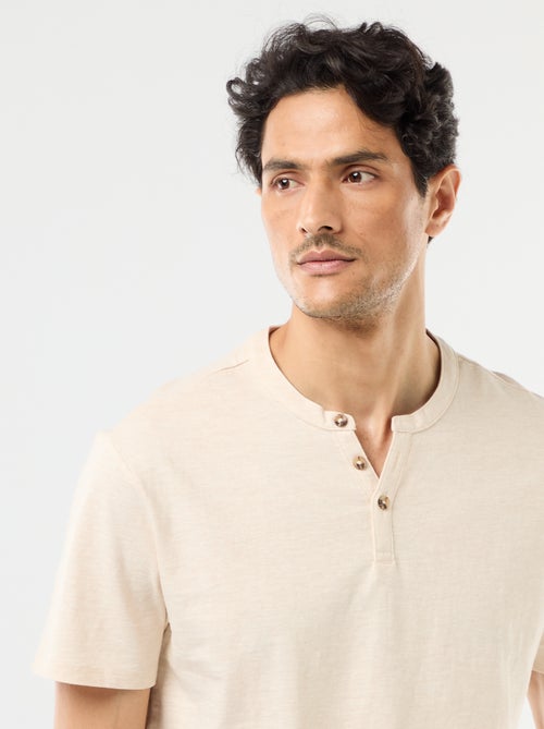 T-shirt met korte mouwen en tuniekkraag - Kiabi