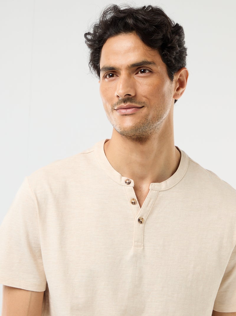 T-shirt met korte mouwen en tuniekkraag Biege - Kiabi