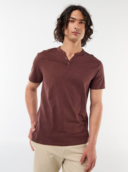 T-shirt met korte mouwen en tuniekkraag - Kiabi