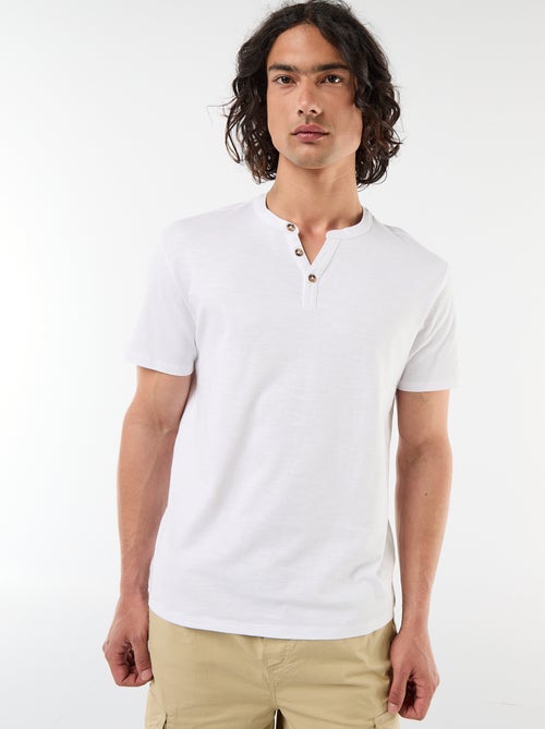 T-shirt met korte mouwen en tuniekkraag - Kiabi