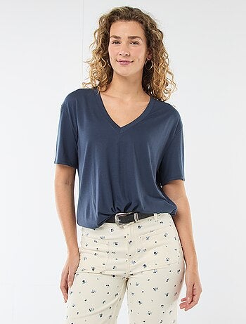 T-shirt met korte mouwen en V-hals