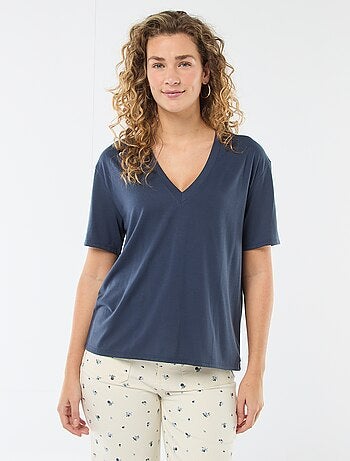 T-shirt met korte mouwen en V-hals