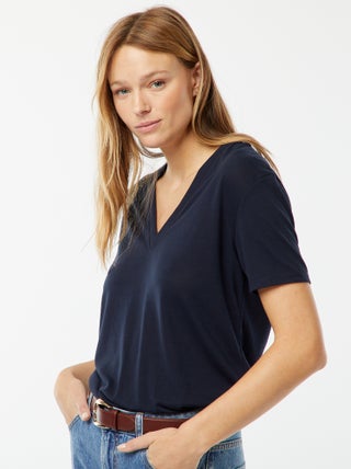 T-shirt met korte mouwen en V-hals