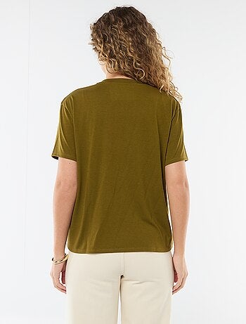 T-shirt met korte mouwen en V-hals
