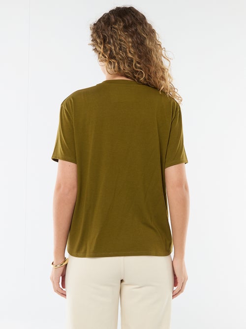 T-shirt met korte mouwen en V-hals - Kiabi