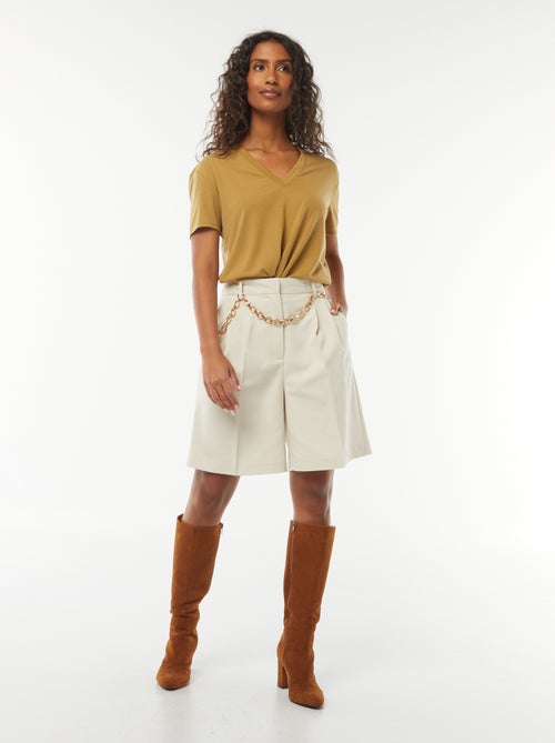 T-shirt met korte mouwen en V-hals - Kiabi