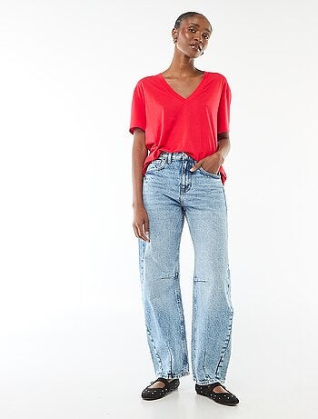 T-shirt met korte mouwen en V-hals
