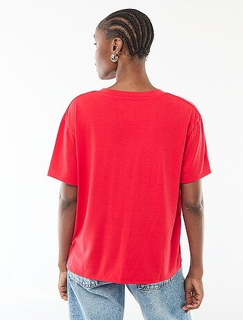 T-shirt met korte mouwen en V-hals