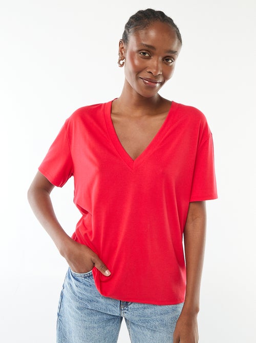 T-shirt met korte mouwen en V-hals - Kiabi T-shirt met korte mouwen en V-hals - Kiabi