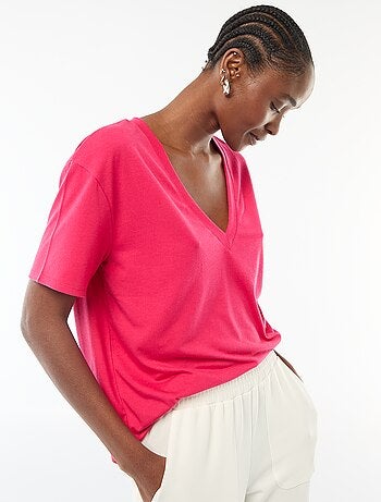 T-shirt met korte mouwen en V-hals