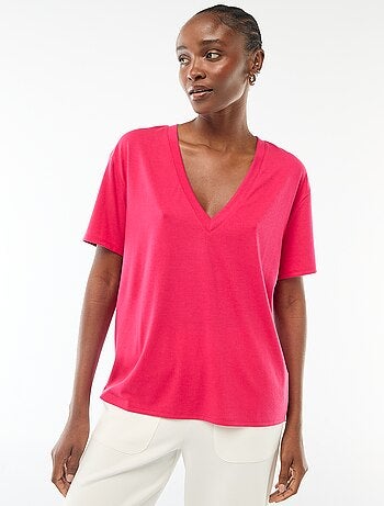 T-shirt met korte mouwen en V-hals