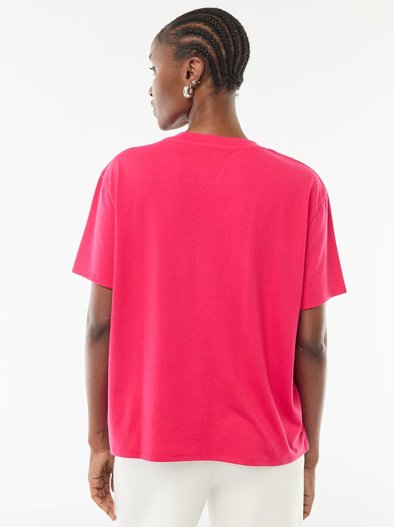 T-shirt met korte mouwen en V-hals Rose - Kiabi