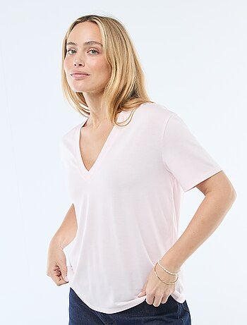 T-shirt met korte mouwen en V-hals