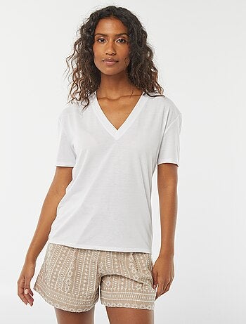 T-shirt met korte mouwen en V-hals
